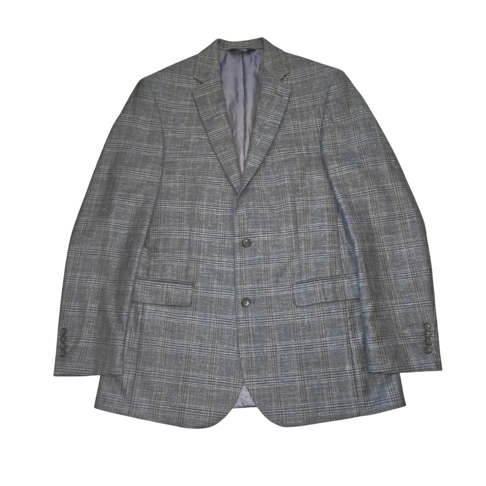 Jos. A. Bank Sig. Blazer Mens 42XLong Gray Plaid‎ Wool Silk & Linen Tailored Fit